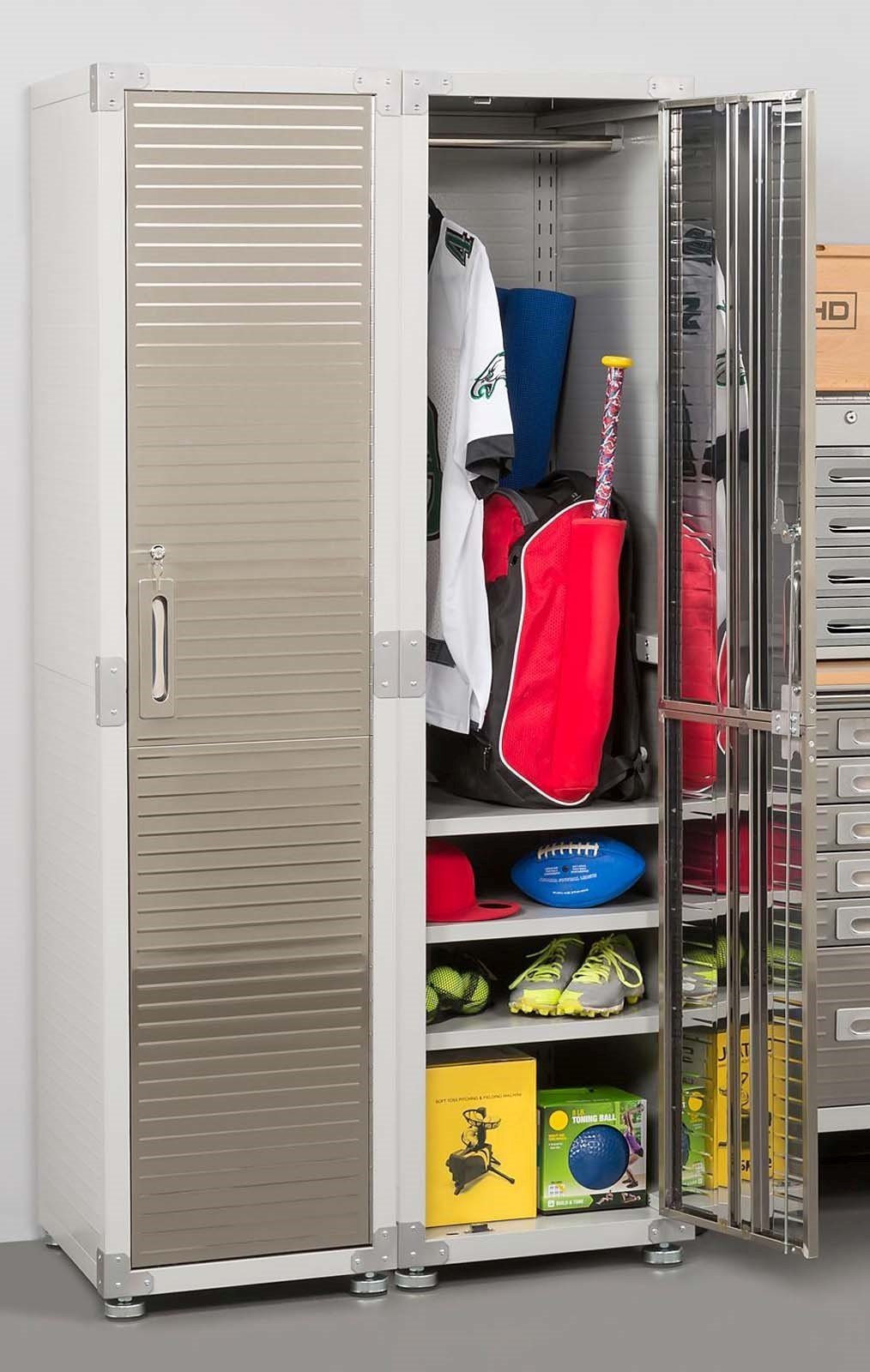 Locking 4 Shelf Locker Storage Cabinet Stainless Steel Door 72" H x 18" W