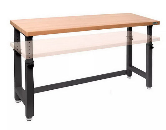 Adjustable Height Workbench Work Table Bench 72" Heavy Duty Wood Top Black