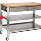 Wood Top Kitchen Island Cart Prep Table Two Drawer Steel Shop Desk Work Center