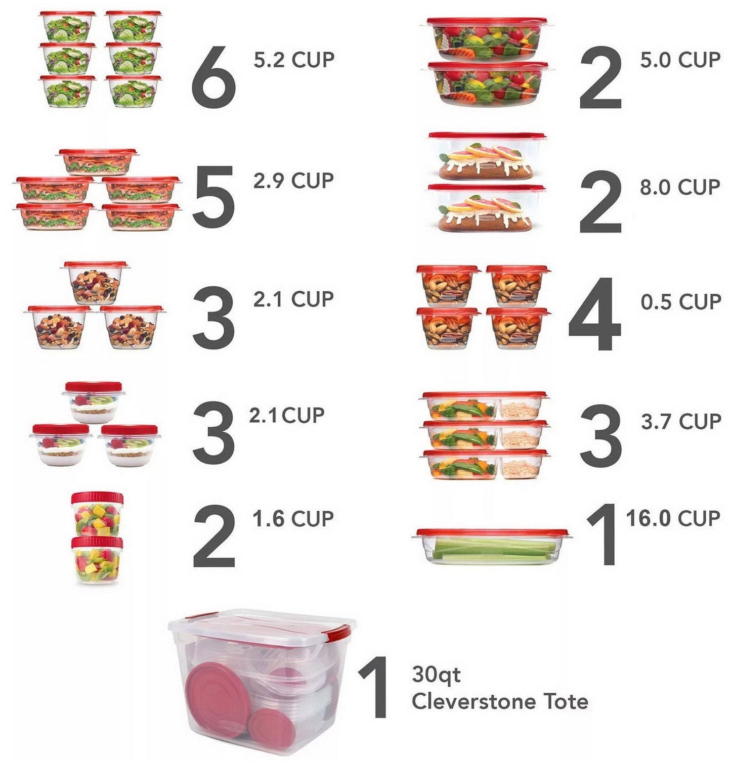 Rubbermaid 64 Piece Food Storage Containers Set Plastic TakeAlongs